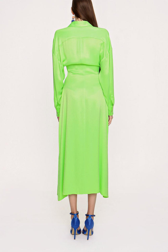 Acid Green Fitted waist shirt dress 93993