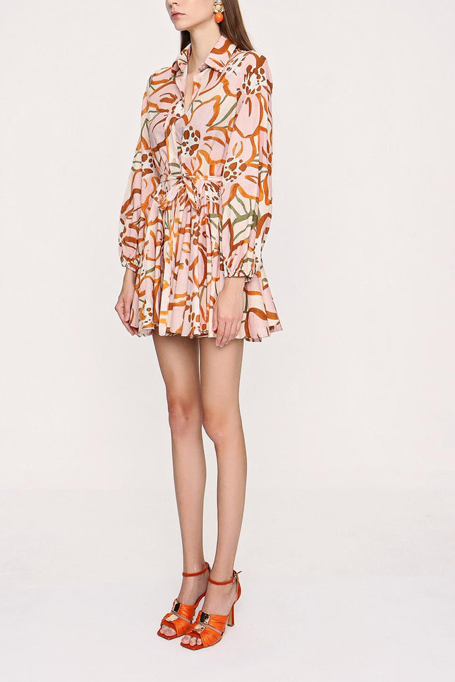 Salmon Shirt dress with godet skirt 94075