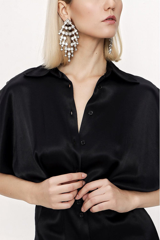 Black Bat sleeve shirt dress 94060