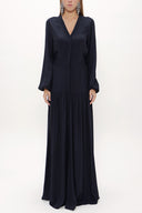 V Yaka Uzun Kemerli Uzun Elbise 92886