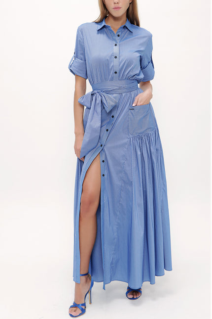 Striped Pocket elastic maxi dress 92606