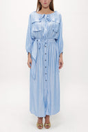 Cepli Düşük Omuz Uzun Elbise 92308