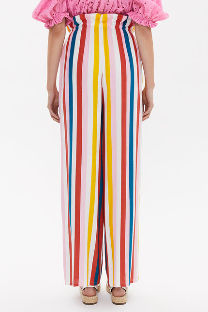 Striped Wide cut elastic waist pants 41369