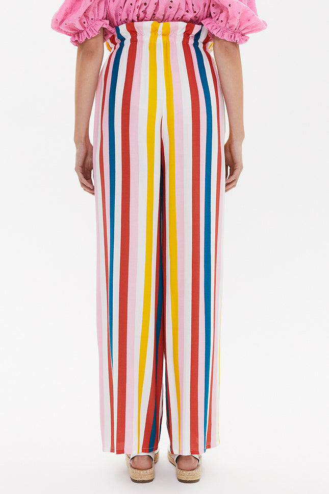 Striped Wide cut elastic waist pants 41369
