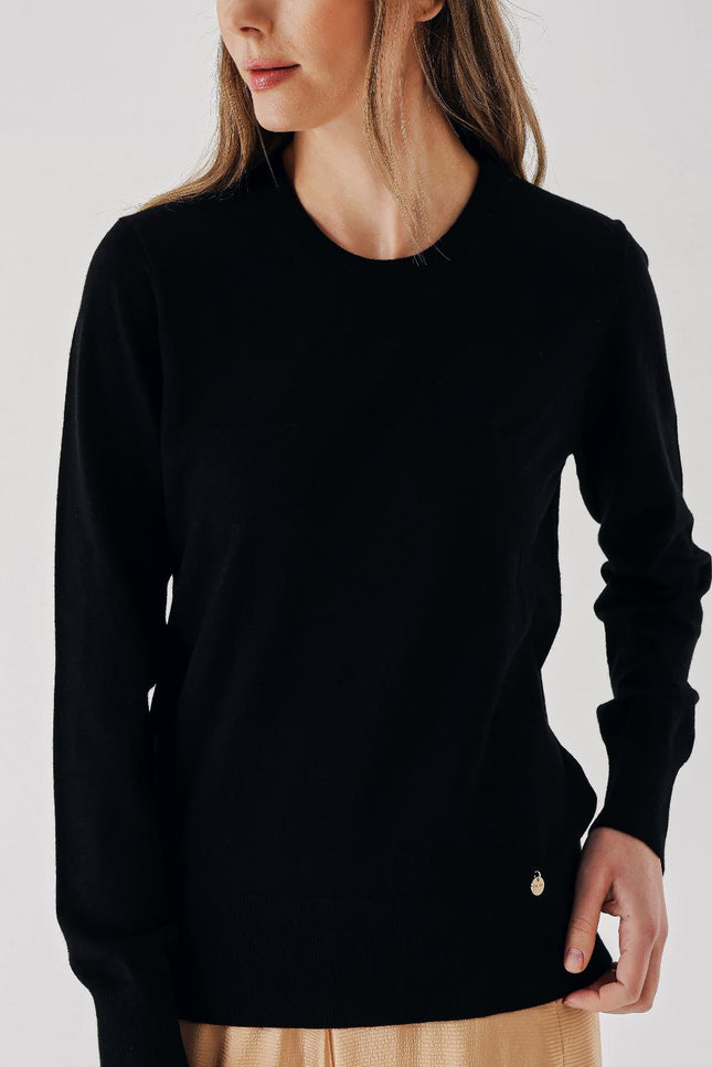 Black Bicycle neck wool knit sweater 28868