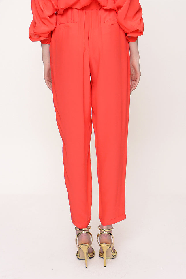 Red Elastic waist wide cut pants 41600