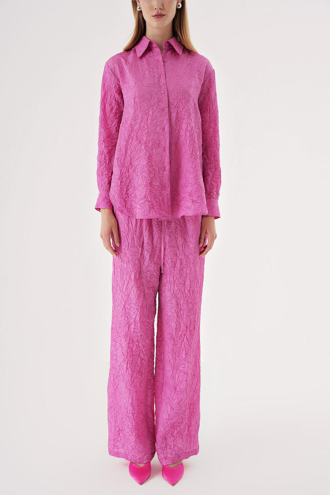 Pink Crochet trousers and shirt suit 12352