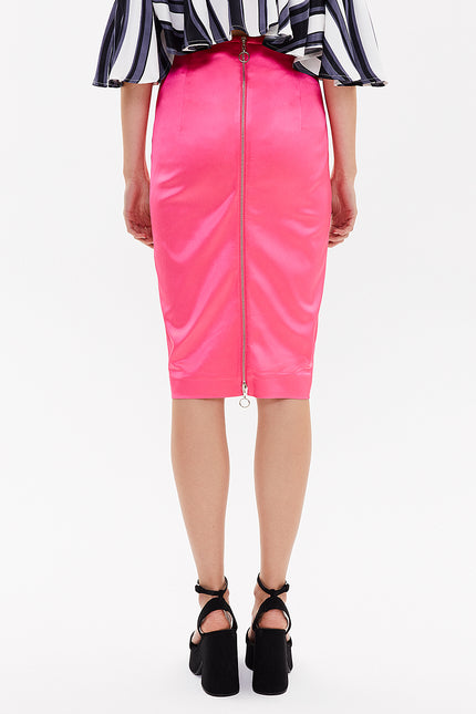 Pink Zipped Printed Slim-fit  skirt  81015