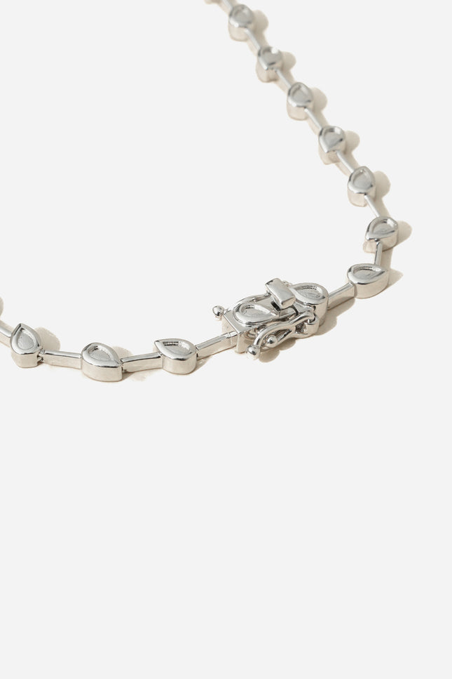 Silver 925 sterling silver asymmetric stone detailed necklace 11