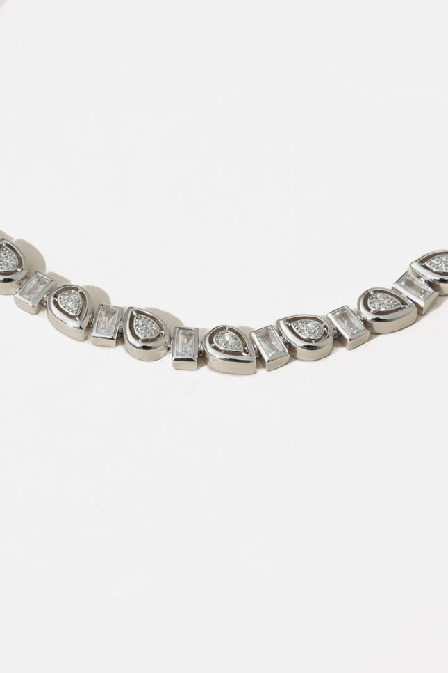 Silver 925 sterling silver asymmetric stone detailed necklace 11