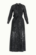 Siyah Yıldız desenli uzun elbise 92176