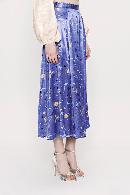 Blue Patterned Pleated skirt 81180