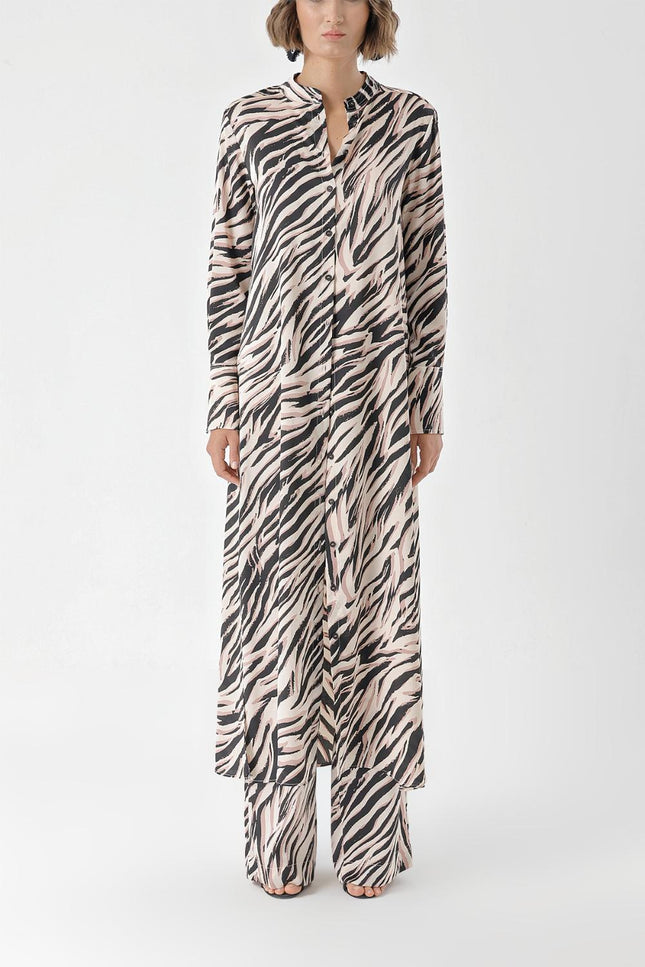 Zebra Desen Beli Lastikli Pantolonlu İkili Takım 12322