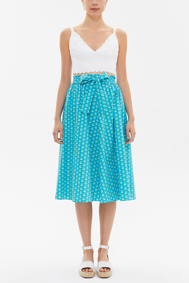 Blue Elastic  Printed skirt  81064