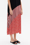 Kırmızı Kısa kollu verev kesim midi elbise 93149