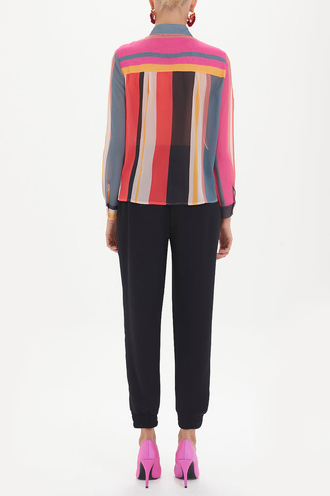 Striped Wide cut chiffon blouse 10677