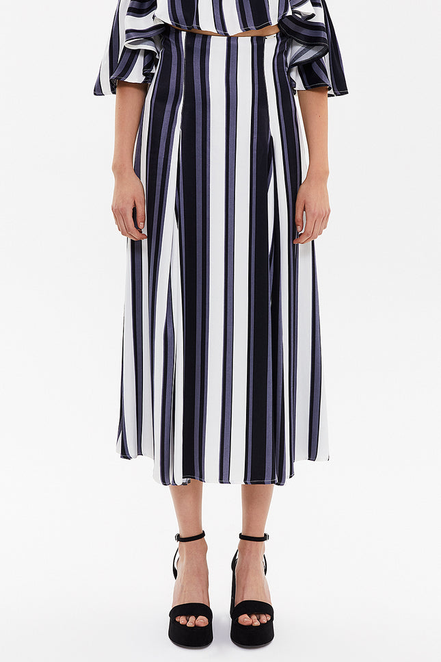 Striped High waist pleated skirt  81018