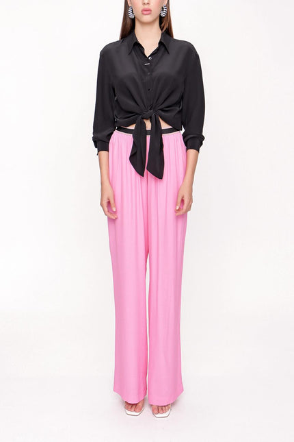 Pink Elactic belted pants 41615