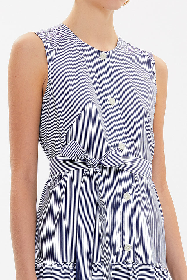 Striped Pleated sleeveless mini dress 92703