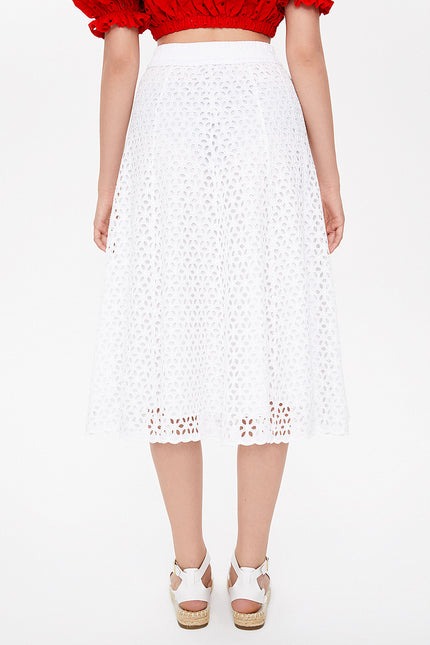 White Brode  and  button skirt  81054