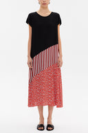 Kırmızı Kısa kollu verev kesim midi elbise 93149