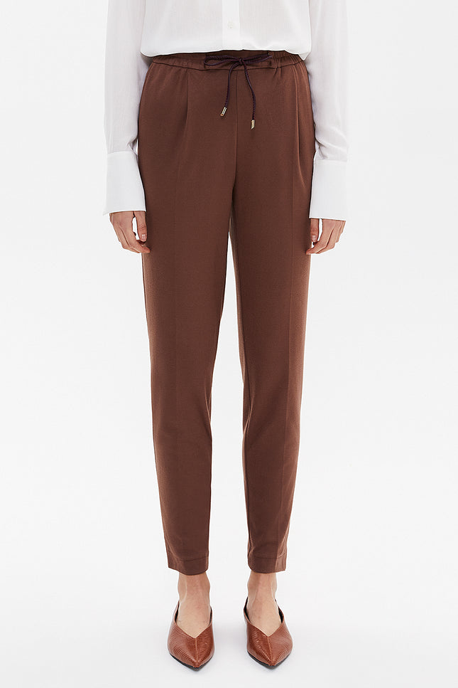 Brown Elastic wide cut pants 41348