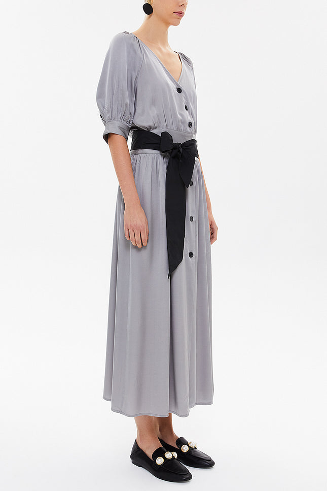 Gray V-neck maxi dress 92761