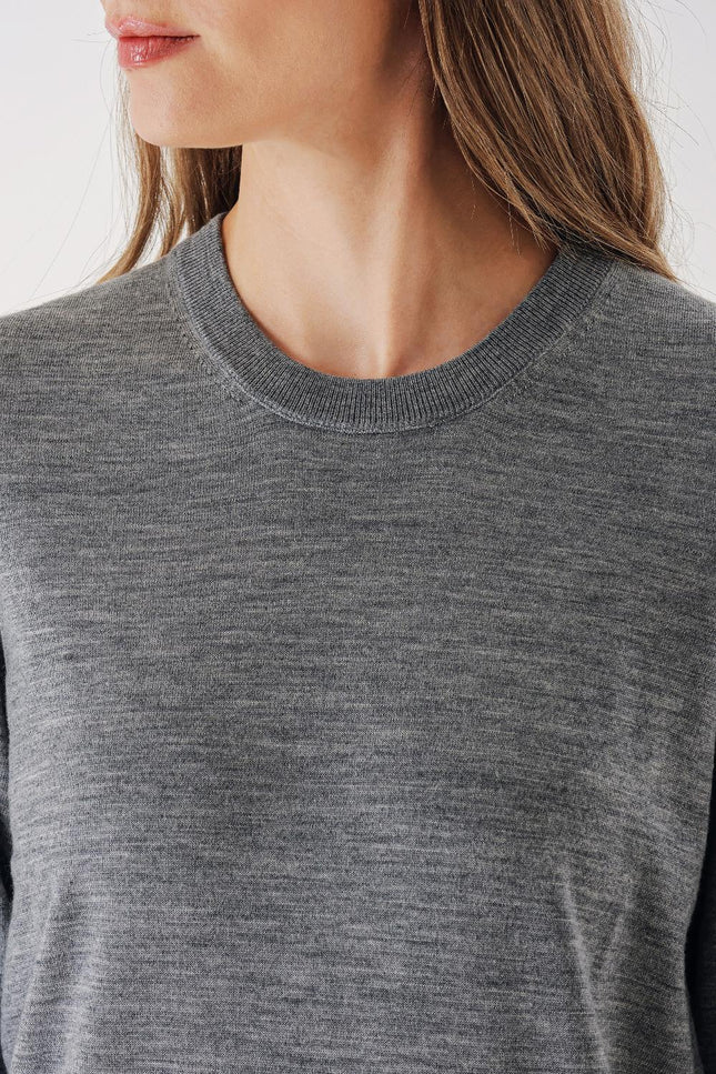 Gray Bicycle neck wool knit sweater 28868