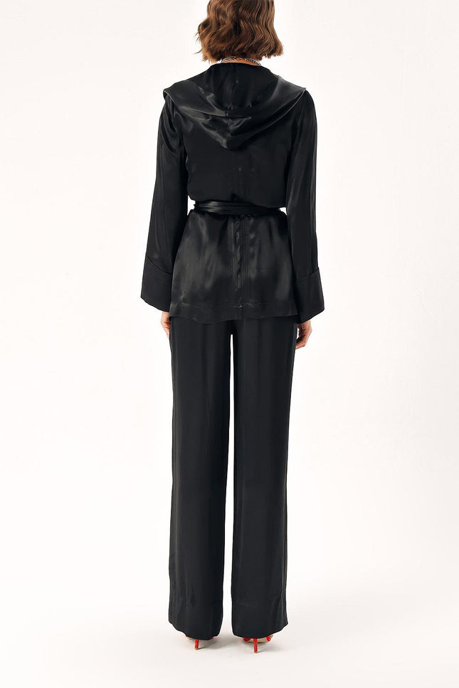Black Two-piece suit with hoodie and trousers 12325