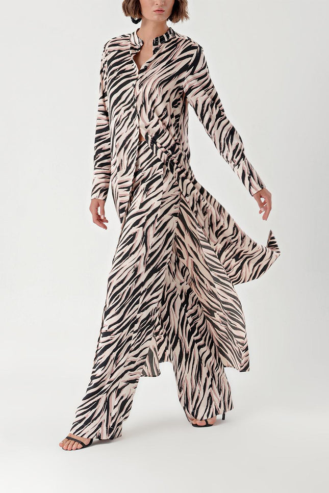 Zebra Desen Beli Lastikli Pantolonlu İkili Takım 12322