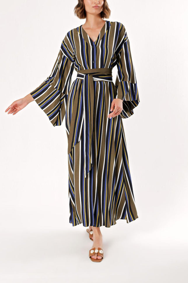 Çizgili Kimono kollu elbise 93403