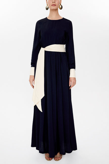 Black Contrast colour combined maxi dress 93025