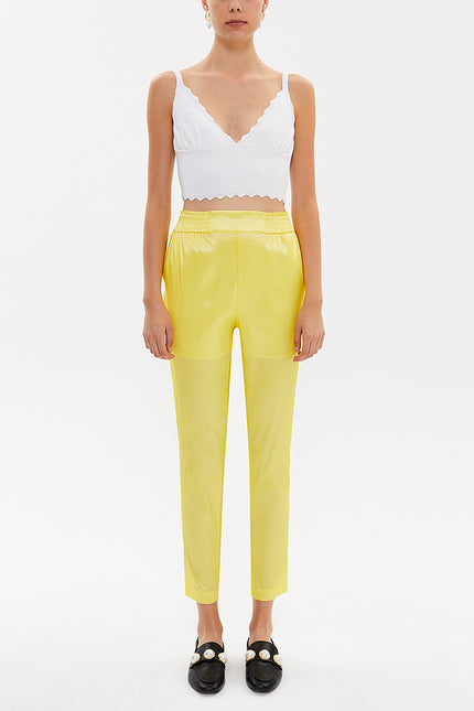 Yellow Elastic waist pants 41356