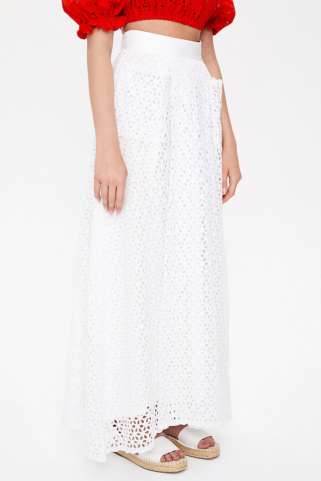 White High waist brode skirt 81061