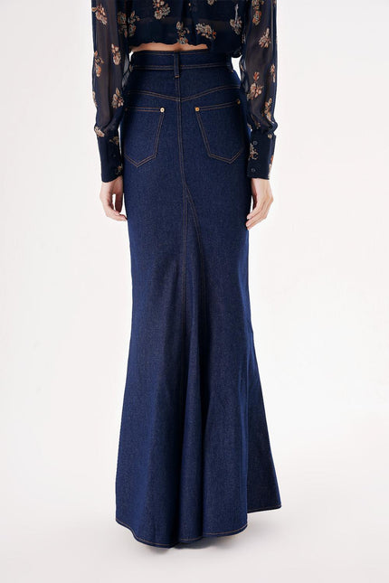 Navy Blue Slim fit high waist  skirt 81290