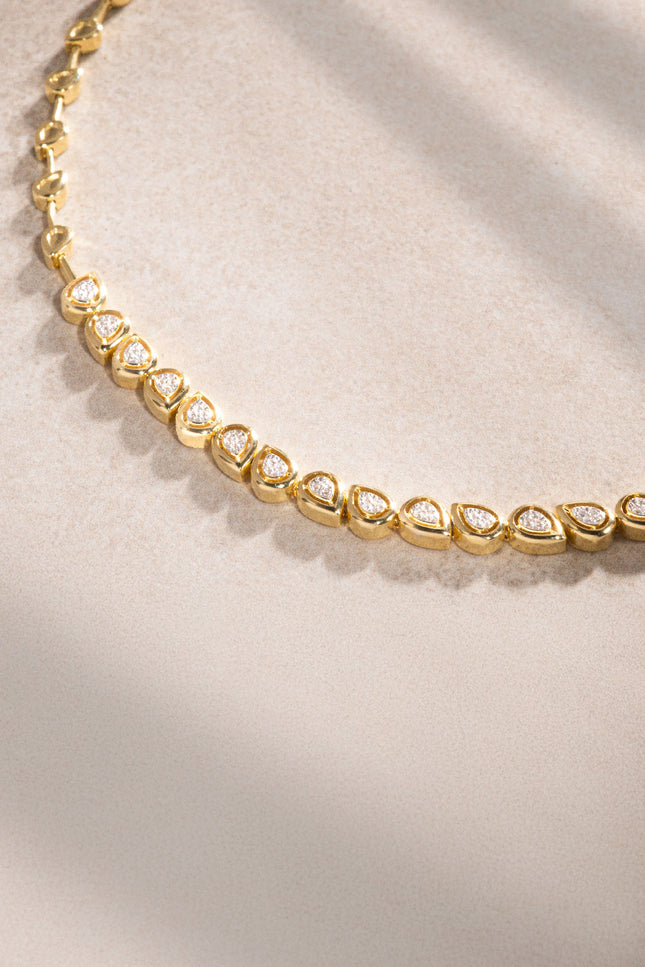Gold Baguette stone 925 sterling silver necklace 12