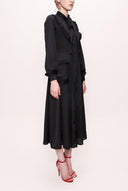 Siyah Pilise Detaylı Gömlek Elbise 94185