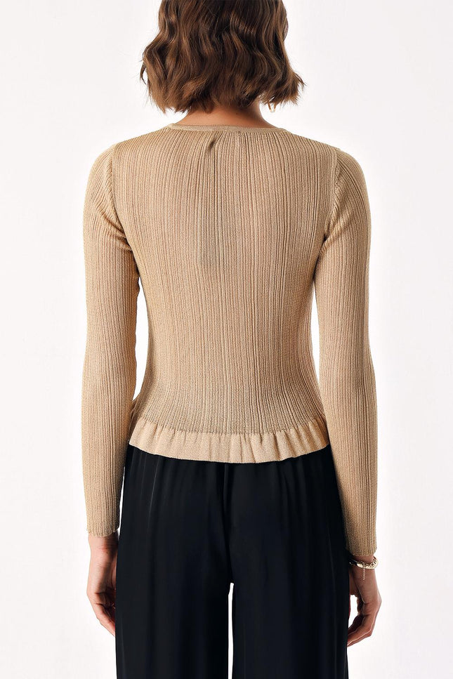 Gold Short thin shiny string knitted cardigan 28877