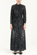 Siyah Yıldız desenli uzun elbise 92176