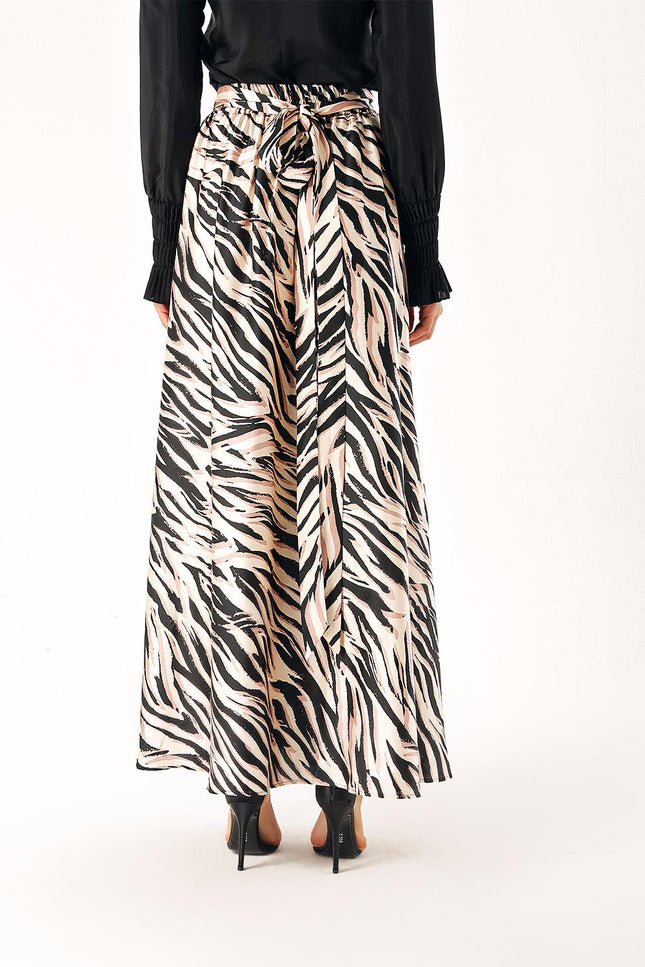 Zebra Pattern Elastic and gathered long skirt 81274