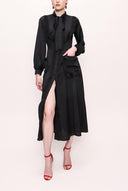 Siyah Pilise Detaylı Gömlek Elbise 94185