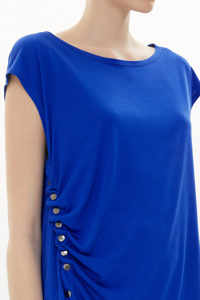 Blue Snap fastener detail  shabby chic blouse  19817