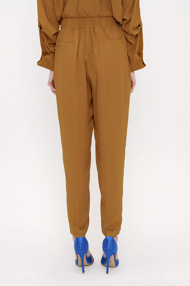 Mustard Elastic waist wide cut pants 41608