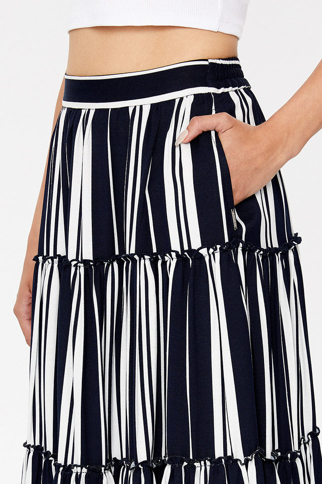 Striped Pleated  skirt  81126