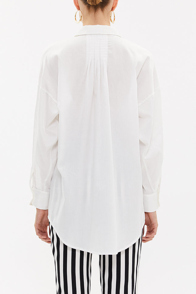 White Wide cut poplin shirt 10745