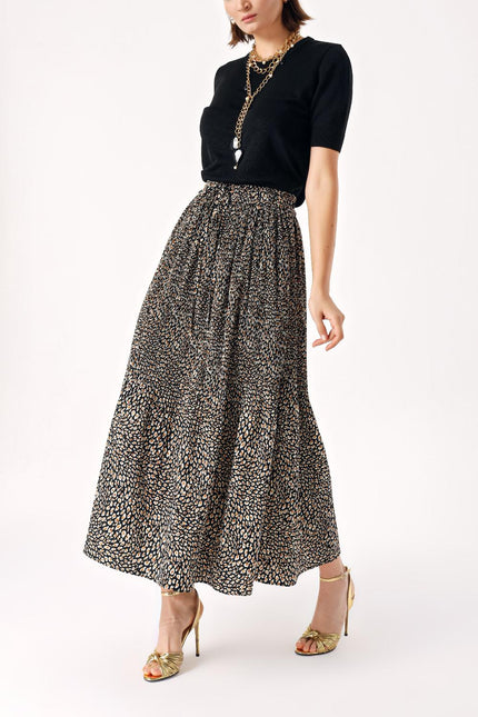 Patterned Pleated midi skirt 81275