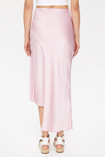 Pink Asymmetric cut slim skirt 81114