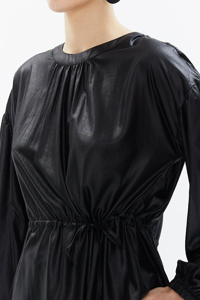 Black Off shoulder corded wide cut blouse 19819