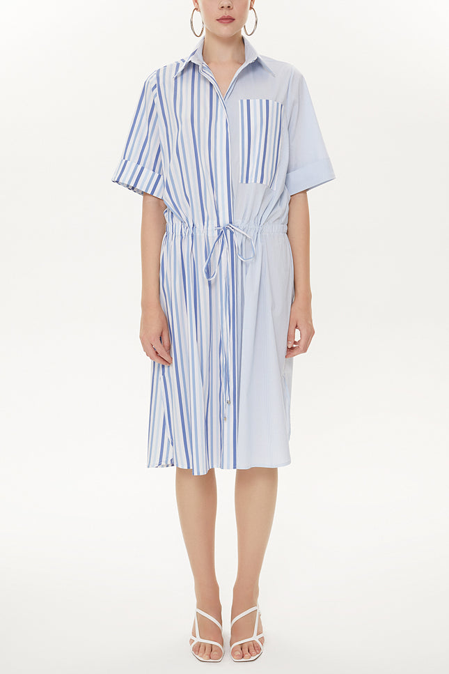 Blue Striped wide cut midi dress 92745