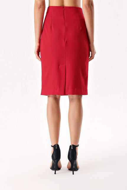 Red High waist pencil skirt 81279
